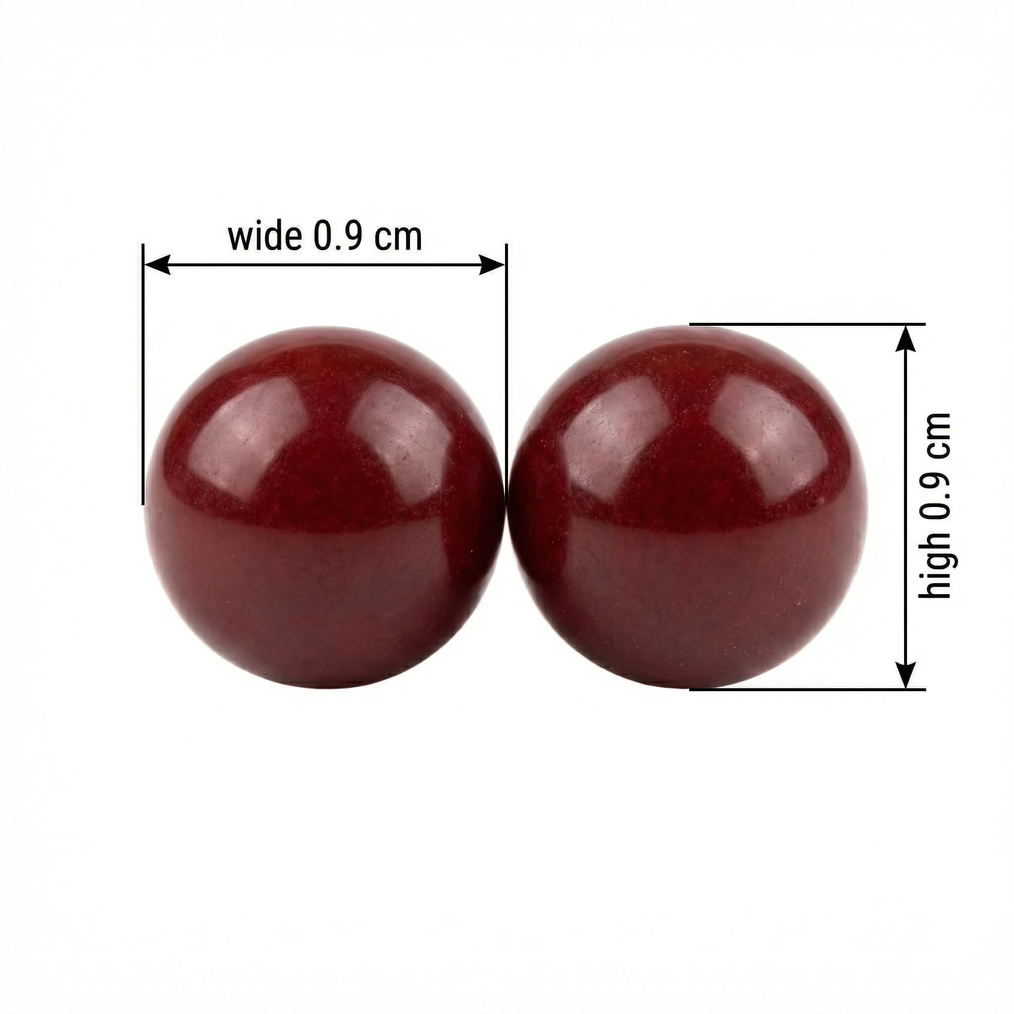 925 Sterling Silver A Pair of Polished Dark Red Glossy Spheres