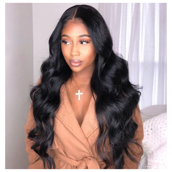 13x5 Lace Front Body Wave Middle Part Human Hair Wig Natural