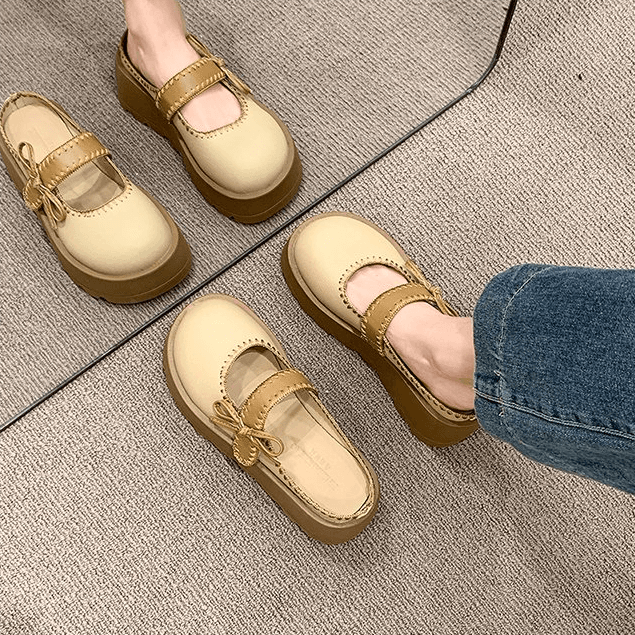 Platform Bow Closed Toe Mule Sandals, Summer Outdoor Wear