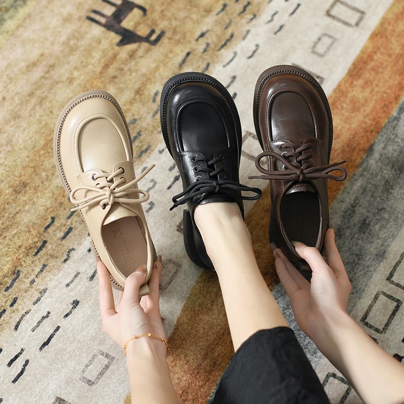 Versatile Soft-soled British-style Lace-up Leather Shoes For