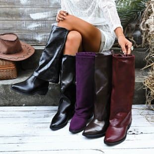 Retro Pointed Toe Slouch Boots
