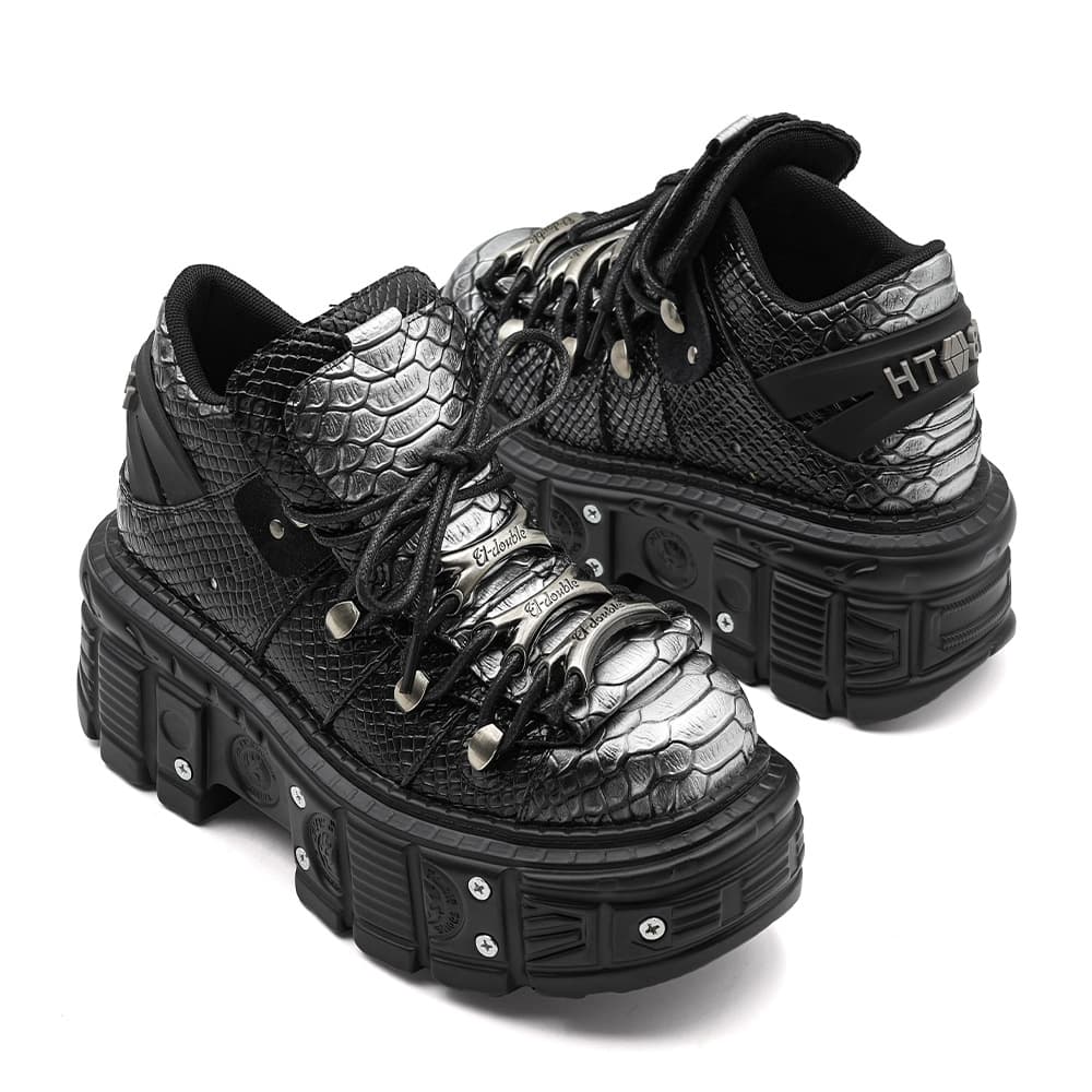 Chunky-sole Punk-style Platform Tank Boots For Women