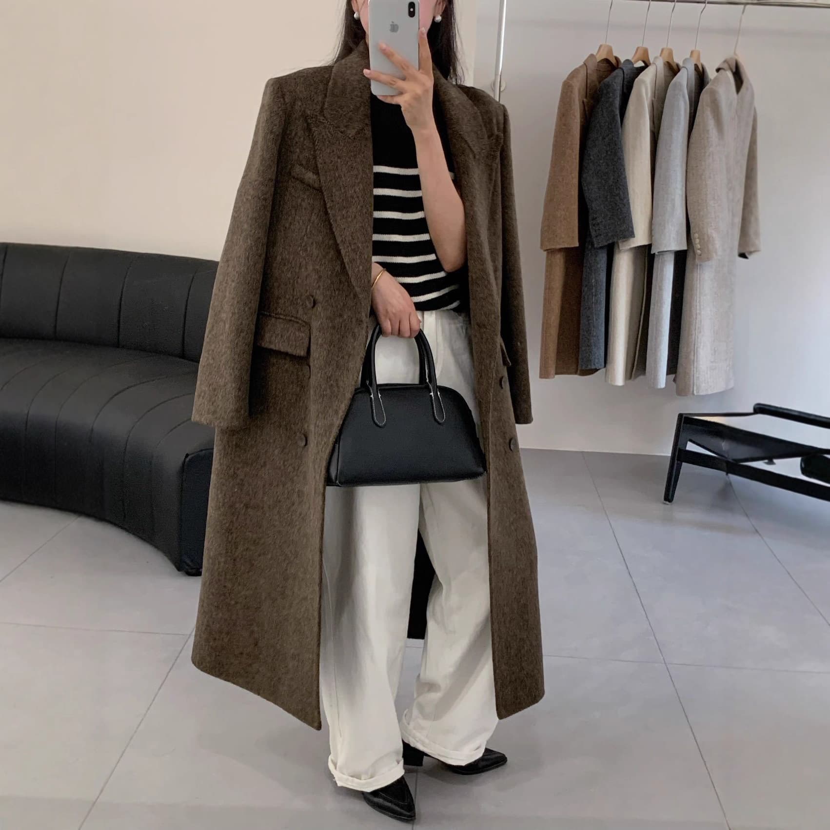 Above-the-knee Long Double-faced Wool Coat For Women