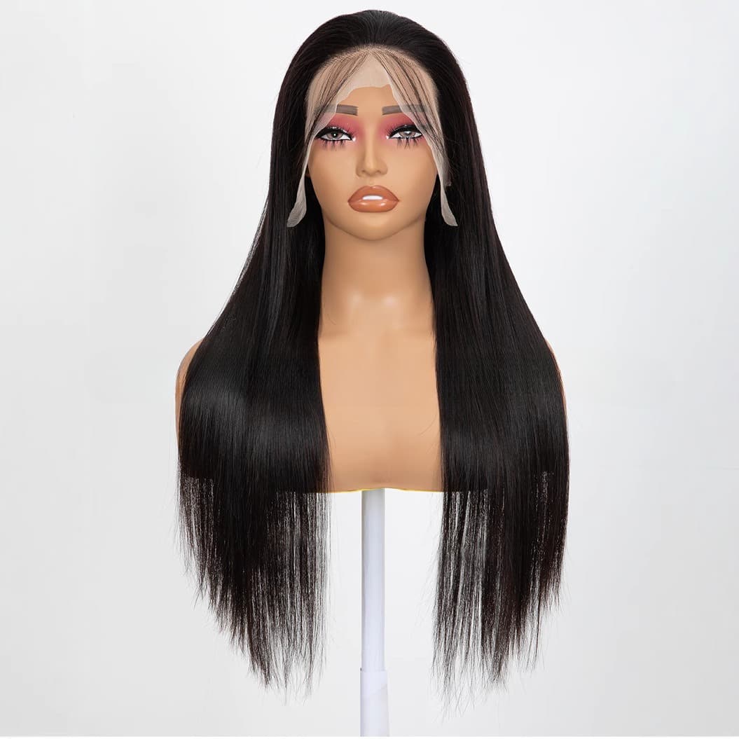 Lace Front Full Head Wigs Double Weft Long Straight Synthetic
