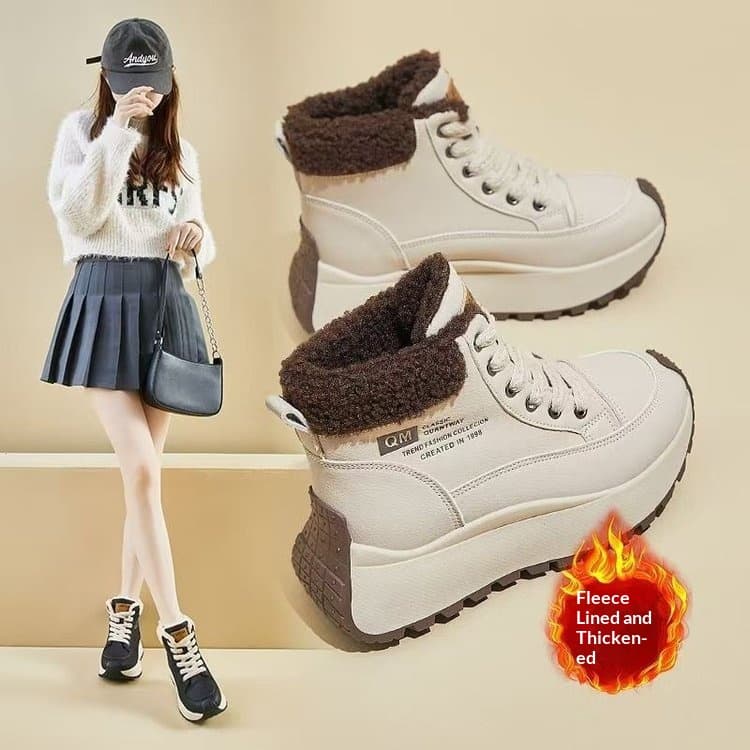 High-top Cotton Shoes With Thick Soles New Dad-style Kicks For