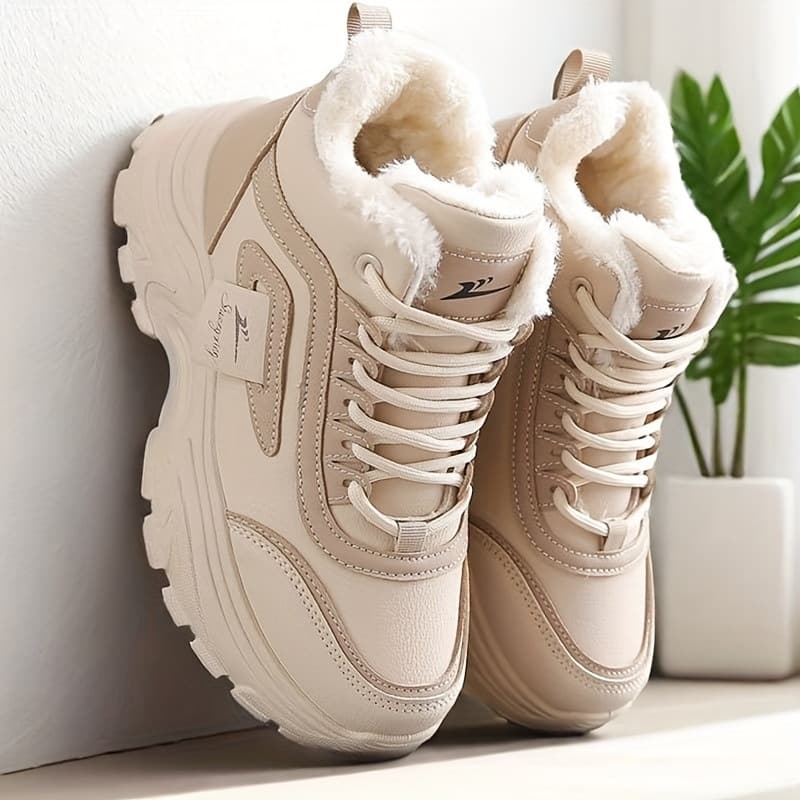 Fleece-Lined High-Top Sporty Casual Warm Cotton Shoes